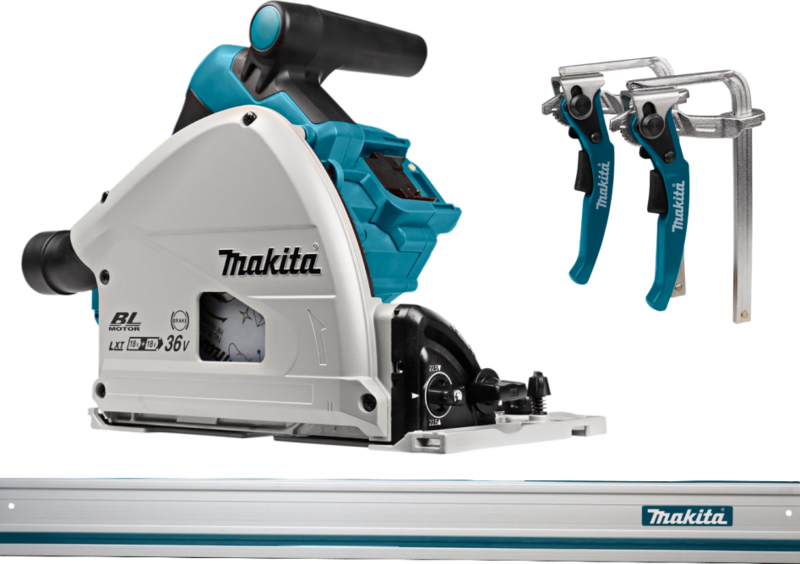 Makita DSP600ZJ (zonder accu) + Makita Geleiderail 1500 mm