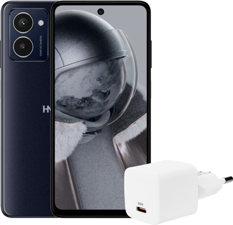 HMD Pulse Pro 128GB Zwart 4G + BlueBuilt Oplader met Usb A Poort 18W Zwart