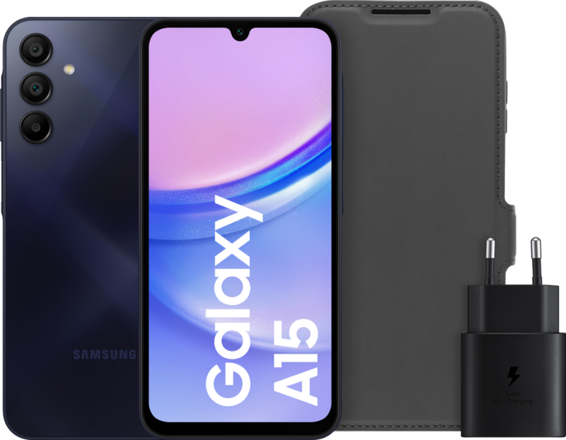 Samsung Galaxy A15 128GB Zwart 4G + Accessoirepakket