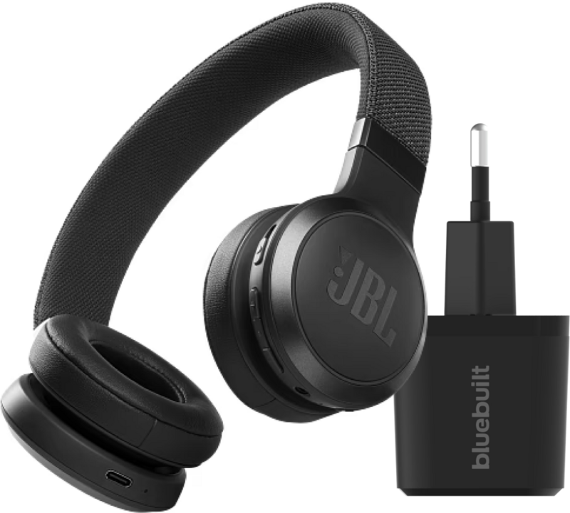 JBL Live 460NC Schwarz + BlueBuilt Quick-Charge-Ladegerät mit USB