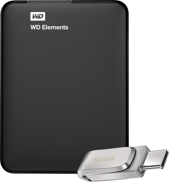 Western Digital WD Elements Portable 5TB + SanDisk Ultra Dual Drive 3.1 Luxe 128GB