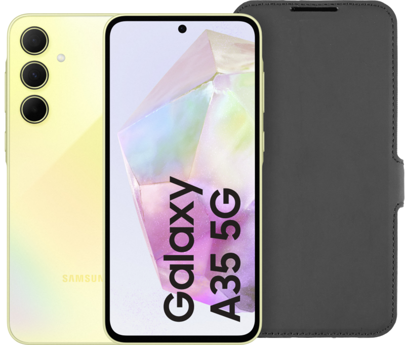 Samsung Galaxy A55 128GB Geel 5G + BlueBuilt Back Cover Zwart