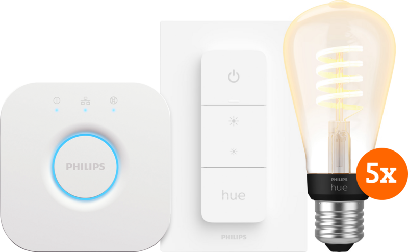 Philips Hue Filament White Ambiance Edison Fünferpack Starterpaket