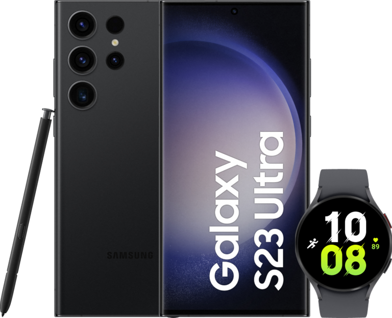 Samsung Galaxy S23 Ultra 256GB Zwart 5G + Galaxy Watch5 Zwart 44mm