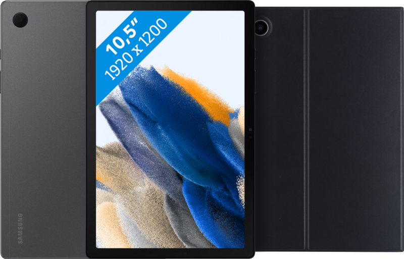 Samsung Galaxy Tab A8 32GB Wifi Grijs + BlueBuilt Book Case Zwart