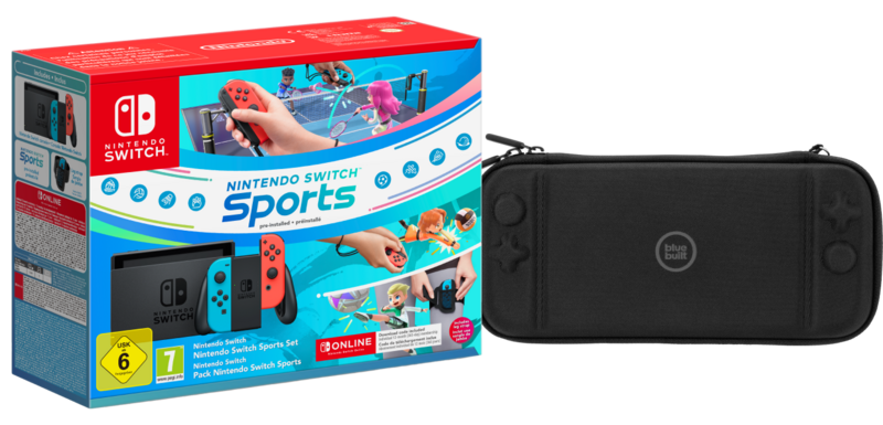 Nintendo Switch Rot/Blau + Switch Sports + Nintendo Switch Online + Schutzhülle