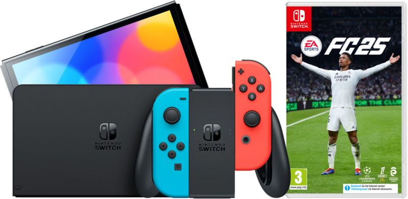 Nintendo Switch OLED Blau/Rot + EA Sports FC 25