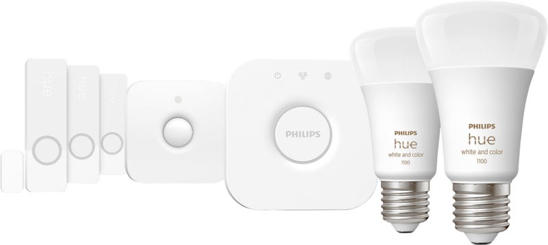 Philips Hue Secure Starterpaket E27 White Ambiance Doppelpack + Sensoren