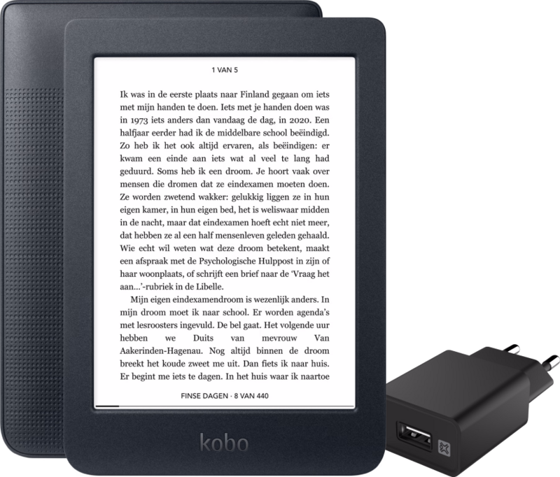 Kobo Nia + XtremeMac Oplader met Usb A Poort 12W Zwart