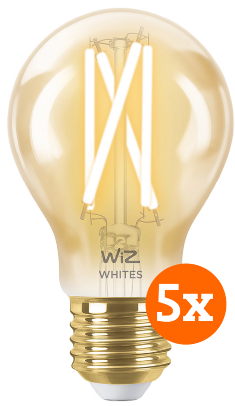 WiZ Smart Filamentlampe Standard Gold 5er-Pack - Warmes bis kaltweißes Licht - E27