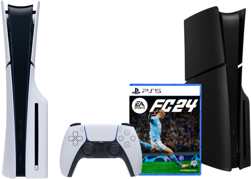 PlayStation 5 Slim Disc Edition + FC 24 + Covers Zwart