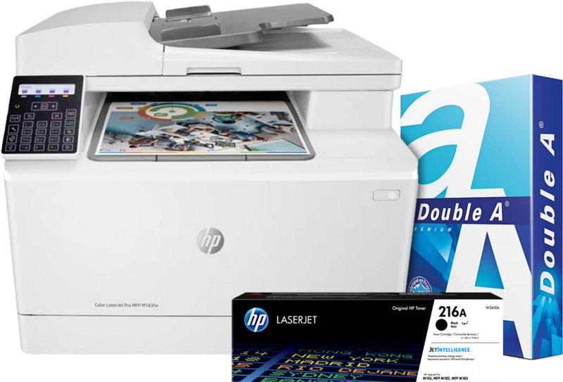 HP Color LaserJet Pro M183fw MFP + 1 Extra Zwarte Toner + 500 Vellen A4 Papier