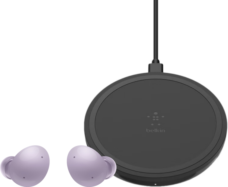 Samsung Galaxy Buds 2 Paars + Belkin Boost Up Draadloze Oplader 10W Zwart