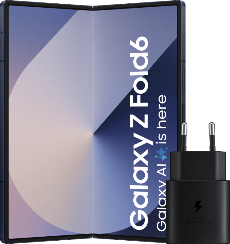 Samsung Galaxy Z Fold 6 1TB Blauw 5G + Samsung Oplader 25W Zwart