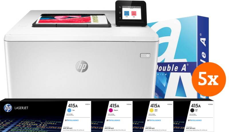 HP Color LaserJet Pro M454dw + 1 extra set toners + 2.500 vellen A4 papier