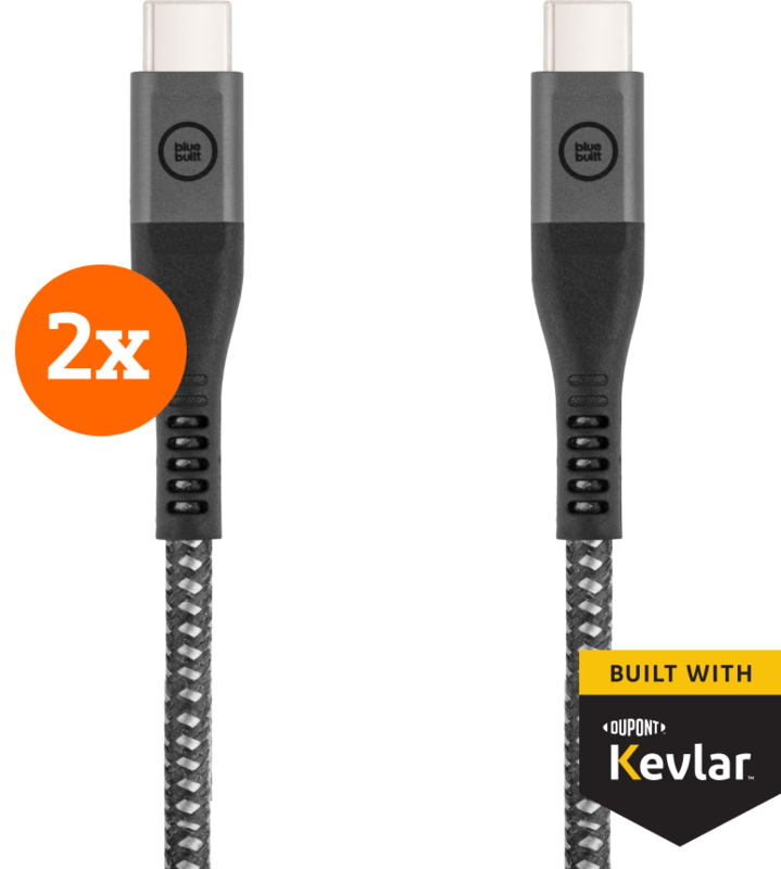 BlueBuilt USB-C-auf-USB-C-Kabel 1,5m Kevlar Schwarz Doppelpack