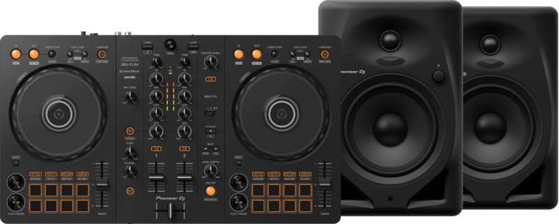 Pioneer DJ DDJ-FLX4 + Pioneer DJ DM-50D Zwart