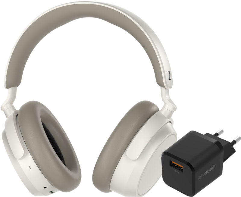 Sennheiser Accentum Plus Weiß + BlueBuilt Quick-Charge-Ladegerät mit USB-A-Port 18 W Schwarz