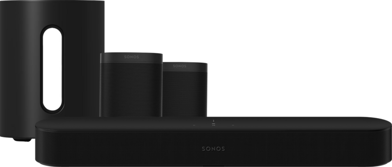 Sonos Beam Gen2 + 2x One + Sub Mini Zwart