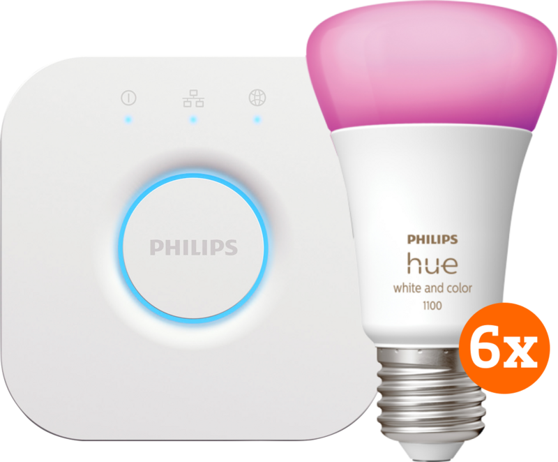 Philips Hue White and Color Starter Pack met 6 lampen + Bridge