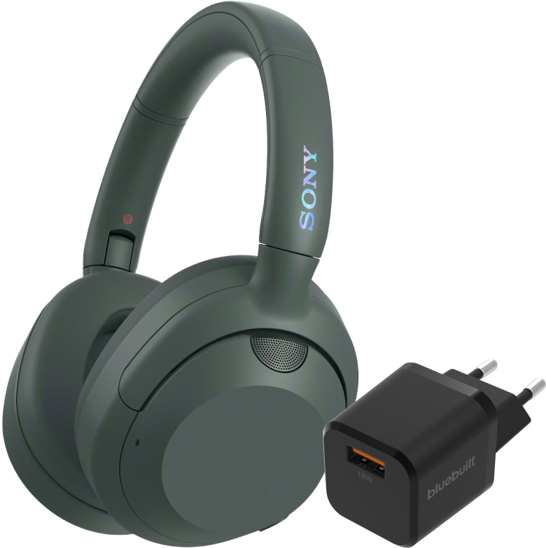 Sony ULT Wear Groen + BlueBuilt Quick Charge Oplader met Usb A Poort 18W Zwart