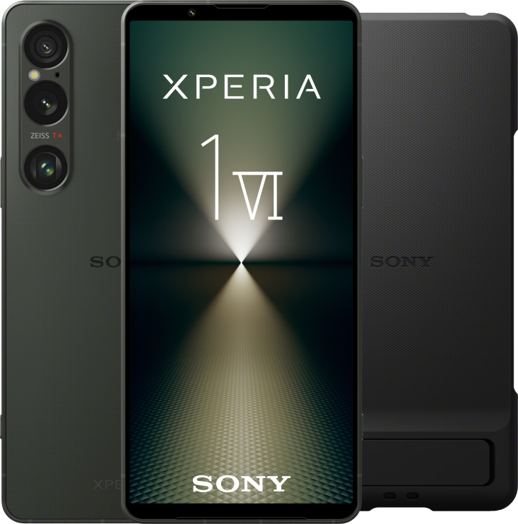 Sony Xperia 1 VI 256GB Grün 5G + Sony Backcover Schwarz mit Ständer