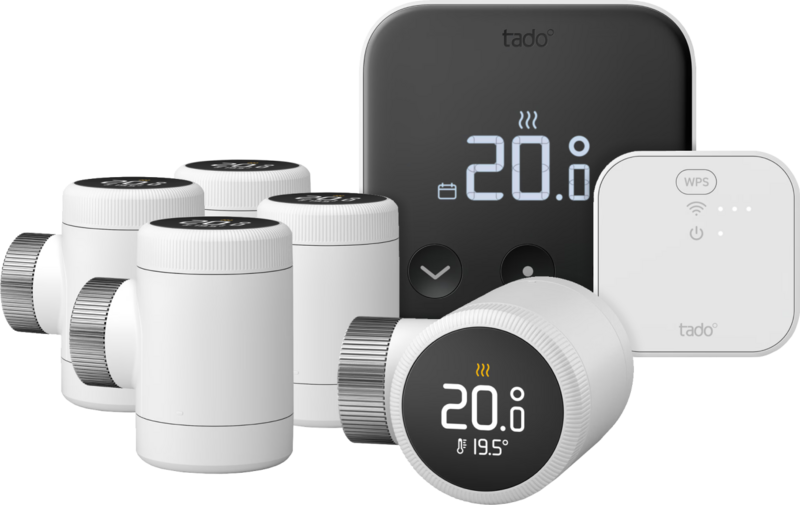 Tado Smart-Thermostatkopf X - Starterpaket 5er-Pack + Temperatursensor X