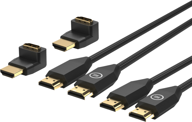 BlueBuilt HDMI 2.0b Kabel Nylon Duo pack 1,5 Meter + 90° adapter