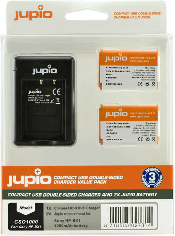 Jupio Kit: Battery NP-BX1 (2x) + USB Double-Sided Charger