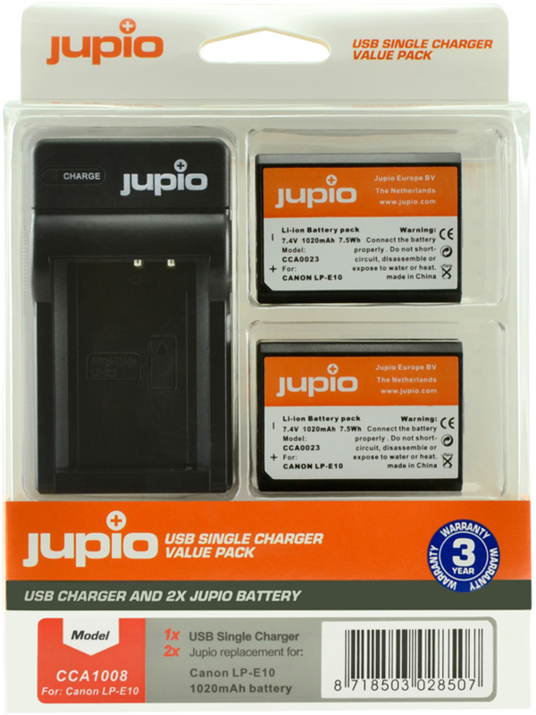 Jupio Kit: Battery LP-E10 (2x) + USB Single Charger