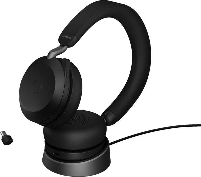 Jabra Evolve2 75 USB-C Kabelloses Office-Headset mit Ladestation Schwarz