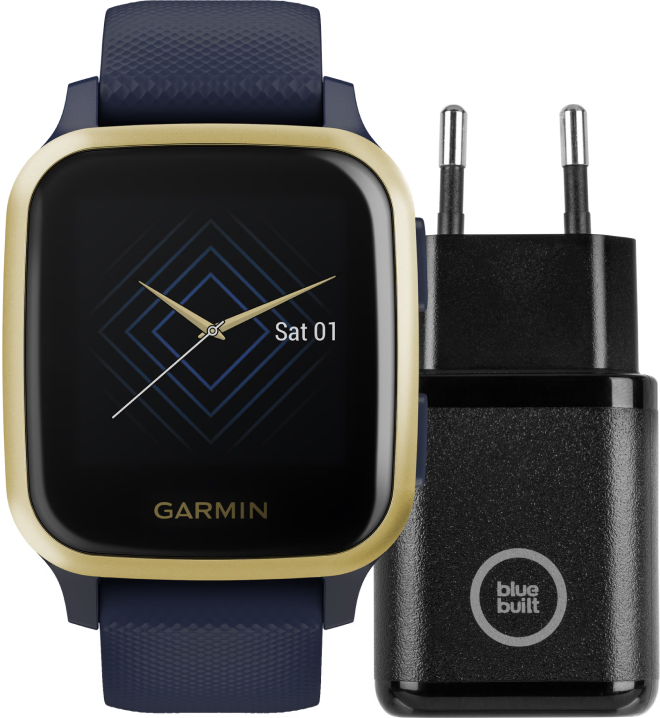 Garmin Venu Sq Music Goud/Blauw + BlueBuilt Oplader