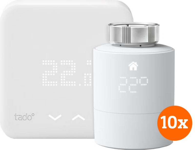 Tado Draadloze Slimme Thermostaat V3+ Startpakket + 10 radiatorknoppen