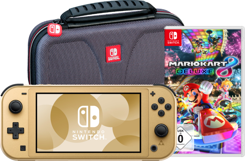 Nintendo Switch Lite Zelda Edition + Mario Kart 8 Deluxe + Schutzhülle