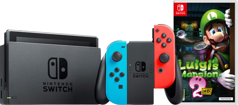 Nintendo Switch Rood/Blauw + Luigi's Mansion 2 HD