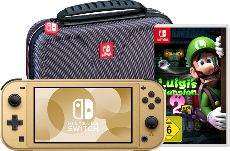 Nintendo Switch Lite Zelda Edition + Luigi's Mansion 2 HD + Schutzhülle