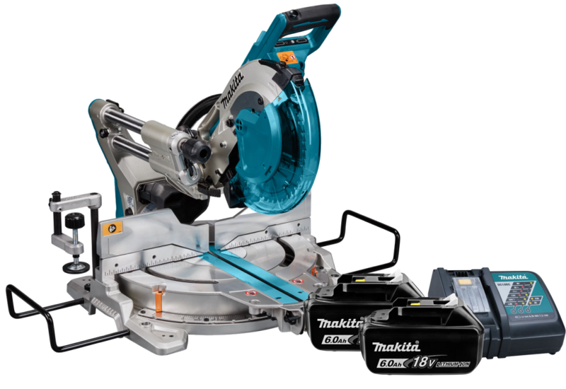 Makita DLS111ZU + 6,0 Ah accu (2x) en lader