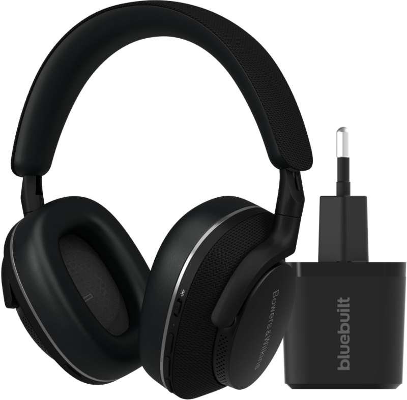 Bowers & Wilkins Px7 S2e Zwart + BlueBuilt Quick Charge Oplader met Usb A Poort 18W Zwart