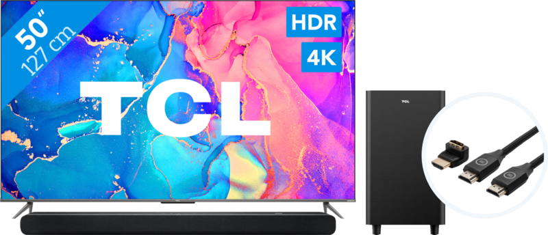 TCL QLED 50C635 (2022) + Soundbar + Hdmi kabel