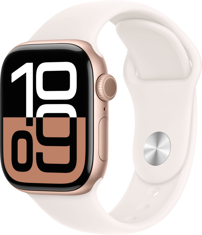 Apple Watch Series 10 42 mm Roségold Sportarmband S/M