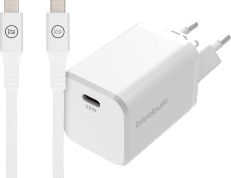 Universalladegerät BlueBuilt Power Delivery 65 W + USB-C-Ladekabel (2 m) Weiß