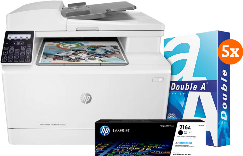 HP Color LaserJet Pro M183fw MFP + 1 Extra Zwarte Toner + 2.500 Vellen A4 Papier