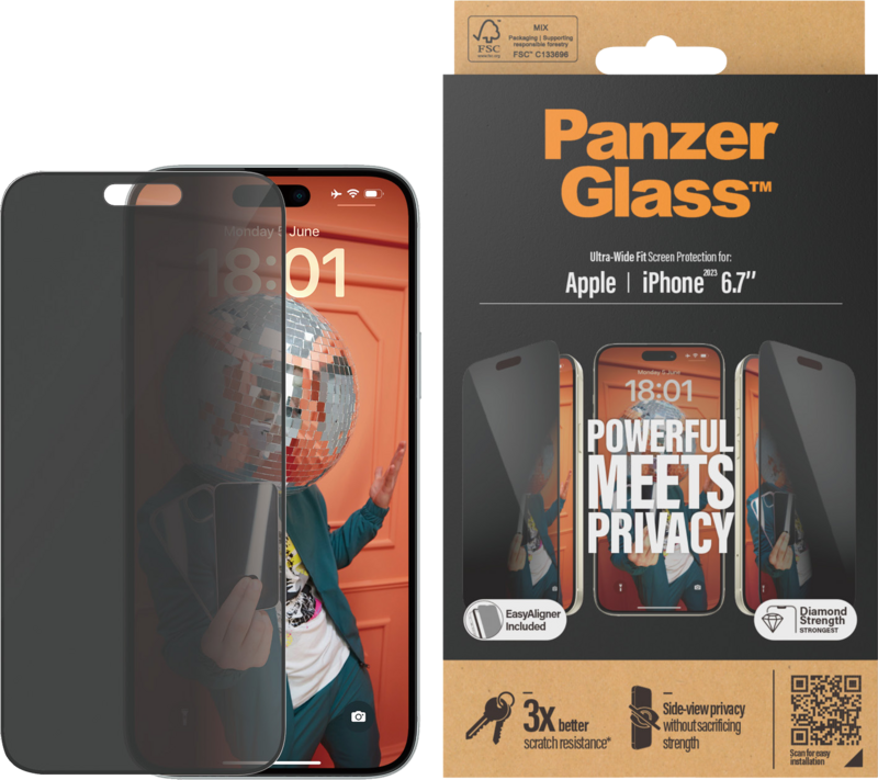 PanzerGlass Ultra-Wide Fit Apple iPhone 15 Plus Privacy Panzerglas