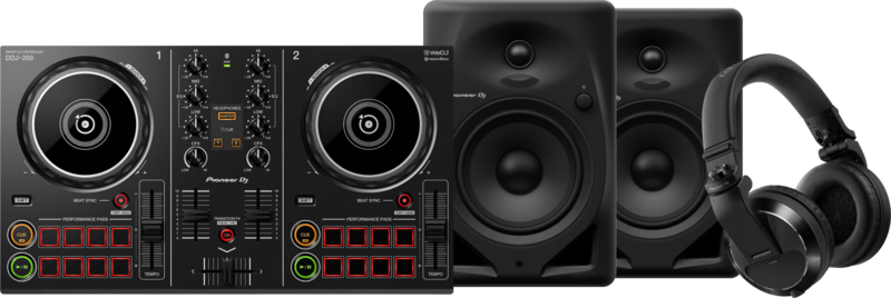 Pioneer DJ DDJ-200 + Pioneer DJ HDJ-X7 Zwart + Pioneer DJ DM-50D Zwart