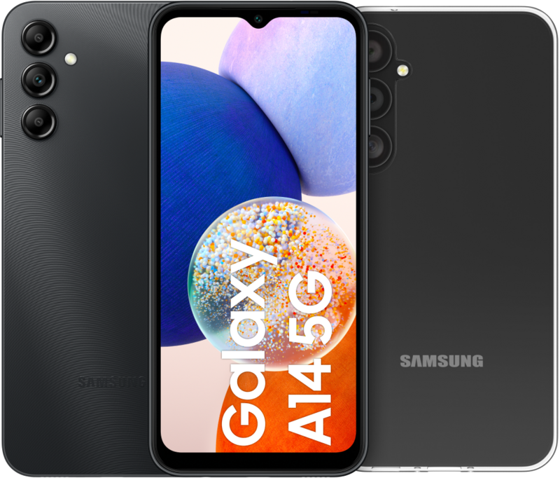 Samsung Galaxy A14 128GB Zwart 5G + BlueBuilt Back Cover