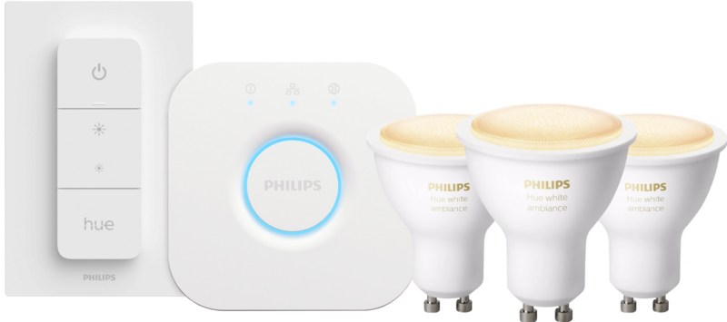 Philips Hue White Ambiance Starter Pack GU10 met 3 lampen, dimmer + Bridge