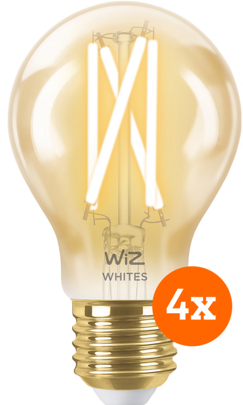 WiZ Smart Filament lamp Standaard Goud 4-pack - Warm tot Koelwit Licht - E27