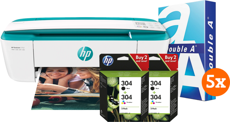 HP Deskjet 3762 + 2 sets extra inkt + 2500 vellen A4 papier