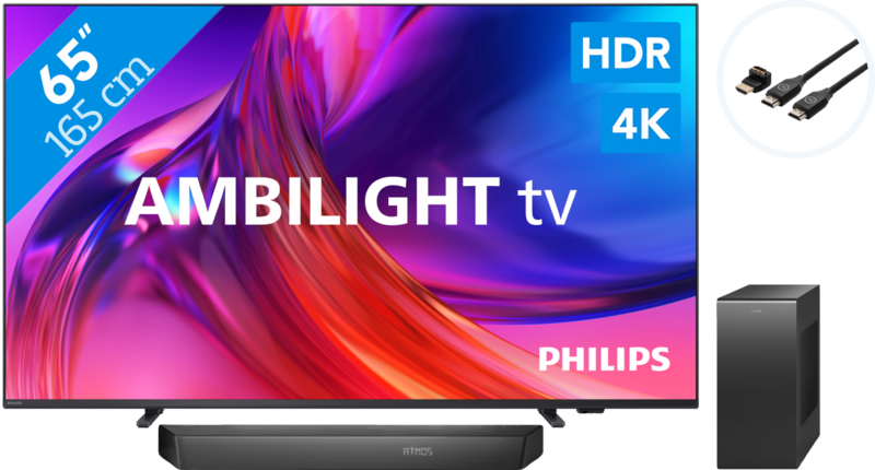 Philips The One 65PUS8508 - Ambilight (2023) + Soundbar + HDMI kabel