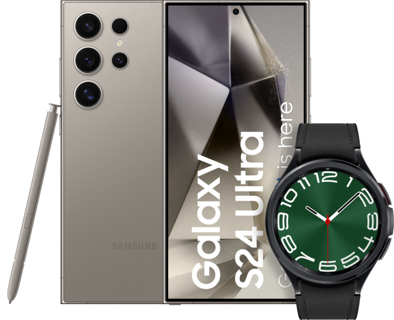 Samsung Galaxy S24 Ultra 1TB Grijs 5G + Galaxy Watch 6 Classic Zwart 47mm